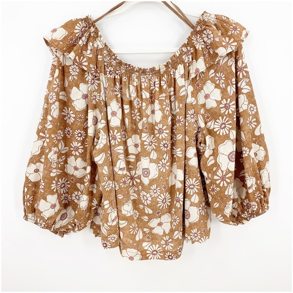 Free People Miss Daisy Floral Ruffle Top Sz M - Picture 3 of 14